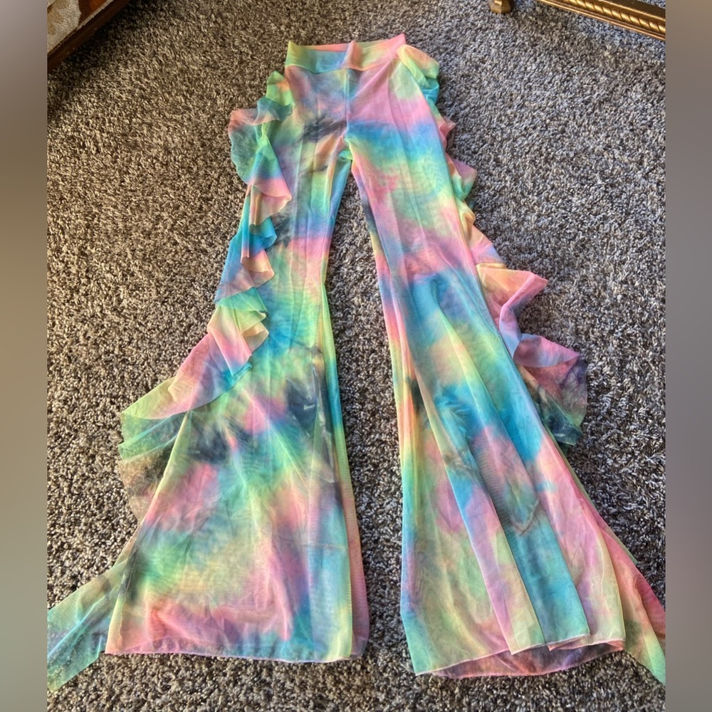 Little black diamond mesh flare pants